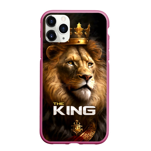 Чехол для iPhone 11 Pro Max матовый Лев в короне - The King, цвет малиновый