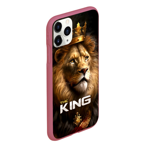 Чехол для iPhone 11 Pro Max матовый Лев в короне - The King, цвет малиновый - фото 3