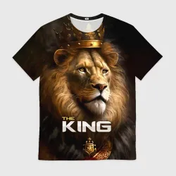 Мужская футболка 3D Лев в короне - The King