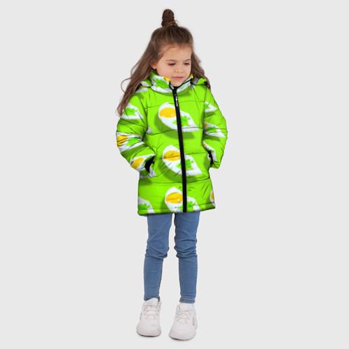 Зимняя куртка для девочек 3D с принтом Жареное яйцо, вид сбоку #3