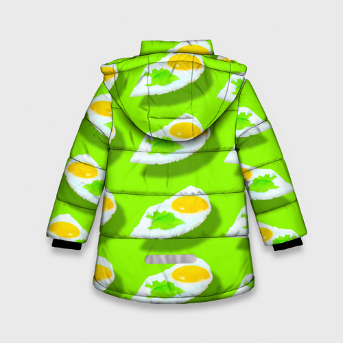 Зимняя куртка для девочек 3D с принтом Жареное яйцо, вид сзади #1