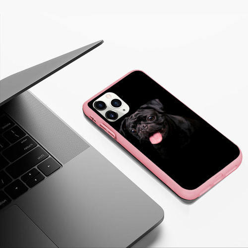 Чехол для iPhone 11 Pro Max матовый с принтом Мопс на темном фоне, фото #5