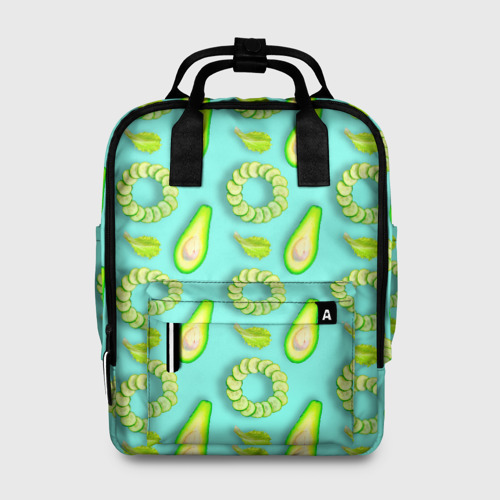 Женский рюкзак 3D с принтом Авокадо с огурцом, вид спереди #2