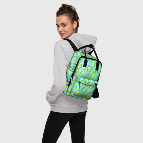 Женский рюкзак 3D с принтом Авокадо с огурцом, вид сбоку #3