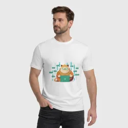 Мужская футболка хлопок Толстенький кот программист - фото 2