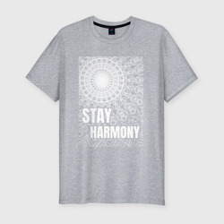 Мужская футболка хлопок Slim Stay harmony надпись и мандала