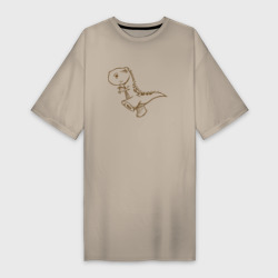 Платье-футболка хлопок Шагающий рисованный весёлый динозавр