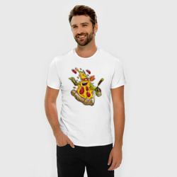 Мужская футболка хлопок Slim Пицца ниндзя с нунчаками - фото 2