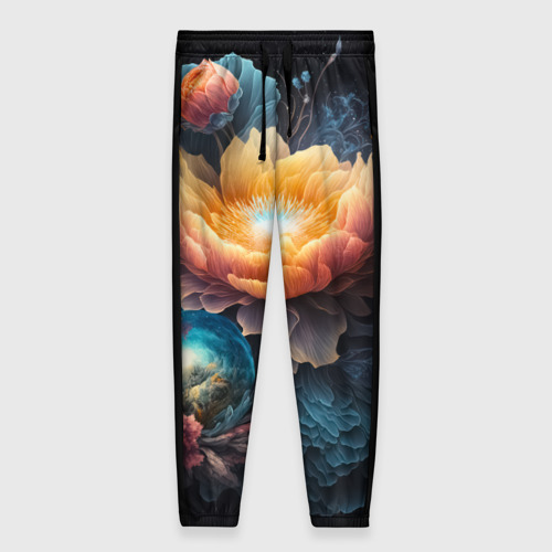 Женские брюки 3D с принтом Букет ярких цветов, вид спереди #2