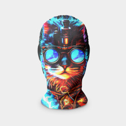 Маска карнавальная 3D Светящийся кот стимпанк
