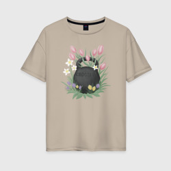 Женская футболка хлопок Oversize Кроссфит гиря в цветах