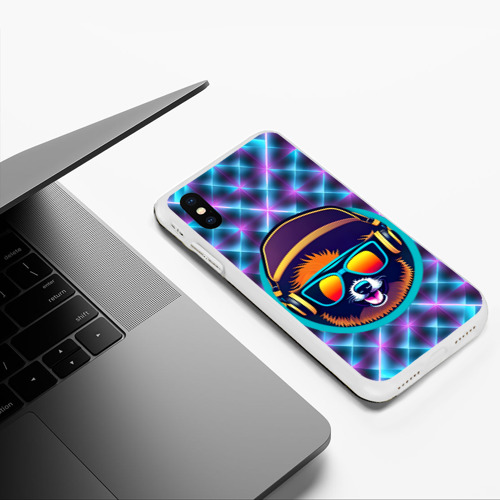 Чехол для iPhone XS Max матовый Пёс-хипстер, цвет белый - фото 5