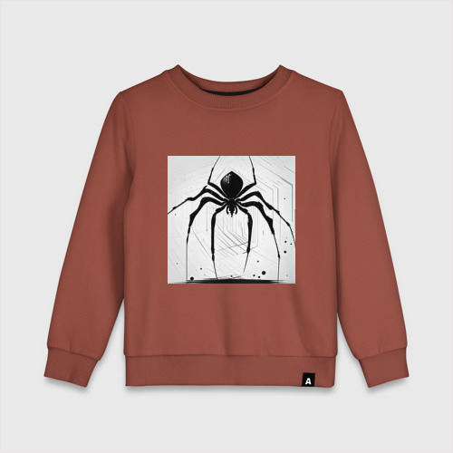 Детский свитшот хлопок с принтом Чёрный паук, Редан, вид спереди #2