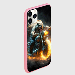 Чехол для iPhone 11 Pro Max матовый Бульдог байкер на мотоцикле - фото 2