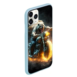 Чехол для iPhone 11 Pro Max матовый Бульдог байкер на мотоцикле - фото 2