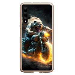 Чехол для Honor 20 Бульдог байкер на мотоцикле