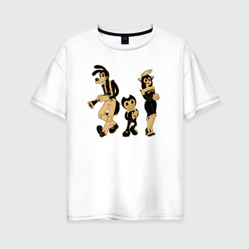 Женская футболка хлопок Oversize с принтом Бенди, Борис и Энджел, вид спереди #2