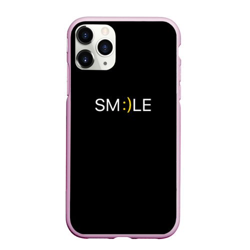 Чехол для iPhone 11 Pro Max матовый Надпись smile, цвет розовый