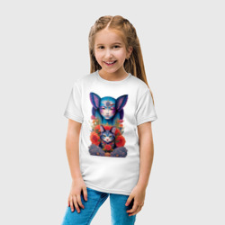 Детская футболка хлопок Girl with cat - neural network  art - фото 2