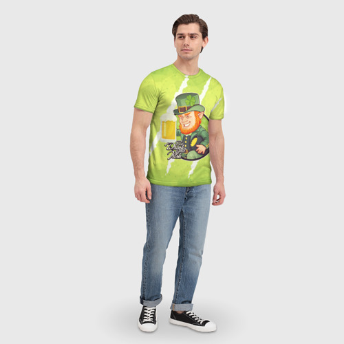 Мужская футболка 3D Лепрекон пьет пиво, цвет 3D печать - фото 5