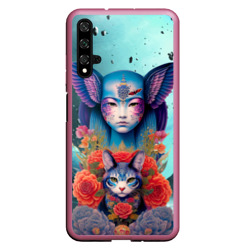 Чехол для Honor 20 Girl with cat in space - neural network
