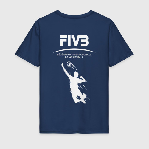 Мужская футболка из хлопка с принтом Международная федерация волейбола FIVB, вид сзади №1