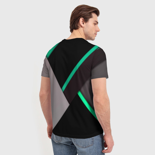 Мужская футболка 3D Спортивная геометрия линии, цвет 3D печать - фото 4