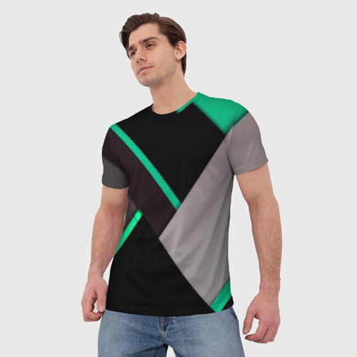 Мужская футболка 3D Спортивная геометрия линии, цвет 3D печать - фото 3