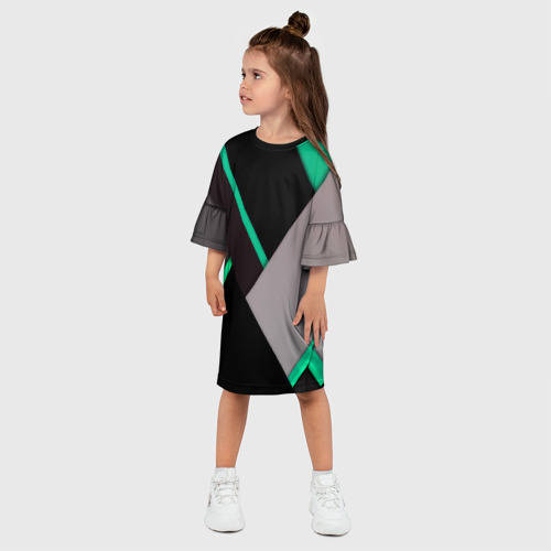 Детское платье 3D Спортивная геометрия линии, цвет 3D печать - фото 3