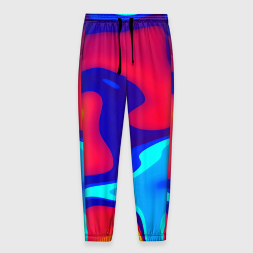 Мужские брюки 3D с принтом Смесь красок ультрафиолет, вид спереди #2