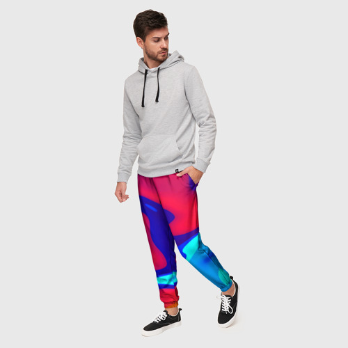 Мужские брюки 3D с принтом Смесь красок ультрафиолет, фото на моделе #1