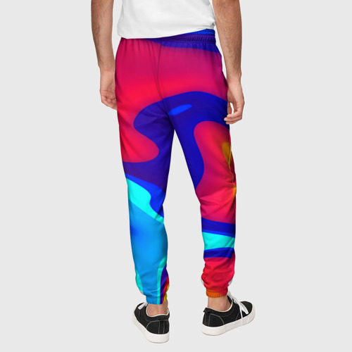 Мужские брюки 3D с принтом Смесь красок ультрафиолет, вид сзади #2