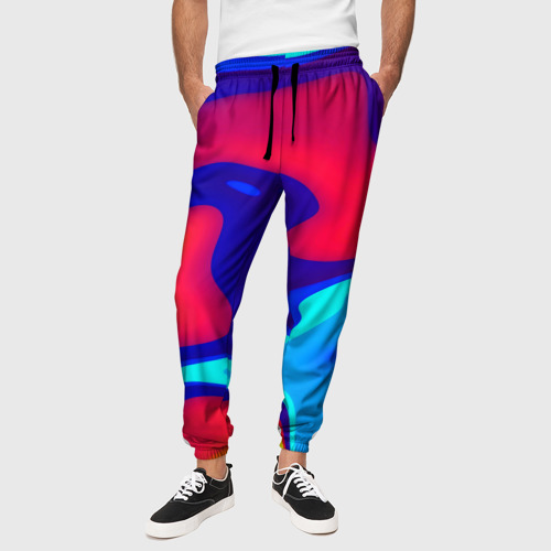 Мужские брюки 3D с принтом Смесь красок ультрафиолет, вид сбоку #3