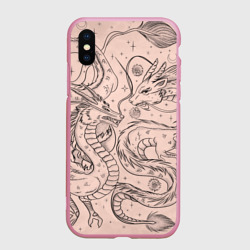 Чехол для iPhone XS Max матовый Дракон - унесенные призраками: тату на бежевом