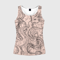 Женская майка 3D Дракон - унесенные призраками: тату на бежевом