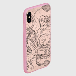 Чехол для iPhone XS Max матовый Дракон - унесенные призраками: тату на бежевом - фото 2