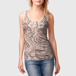 Женская майка 3D Дракон - унесенные призраками: тату на бежевом - фото 2