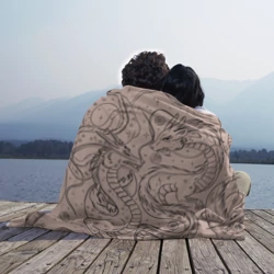 Плед 3D Дракон - унесенные призраками: тату на бежевом - фото 2