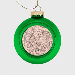 Ёлочный шар стеклянный/пластиковый Дракон - унесенные призраками: тату на бежевом