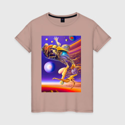 Женская футболка хлопок Космос на ладони - сюрреалистичное существо
