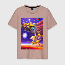 Космос на ладони - сюрреалистичное существо – Мужская футболка хлопок с принтом купить со скидкой в -20%
