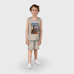 Детская пижама с шортами хлопок Кот в стиле стимпанк - нейросеть  - фото 2