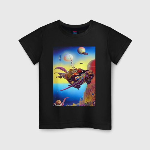 Детская футболка хлопок с принтом Призрак океана слёз - нейросеть - живопись, вид спереди #2