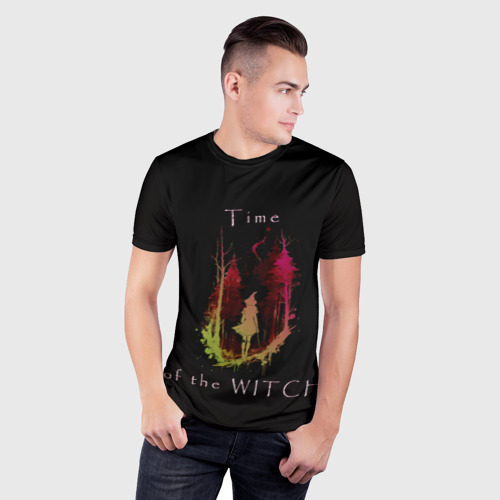 Мужская футболка 3D Slim с принтом Время ведьмы - минимализм, фото на моделе #1