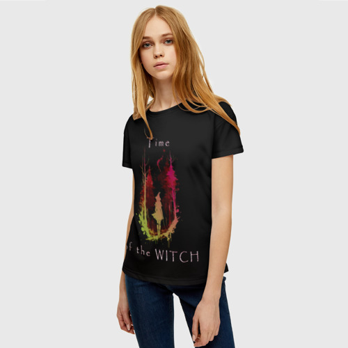 Женская футболка 3D с принтом Время ведьмы - минимализм, фото на моделе #1