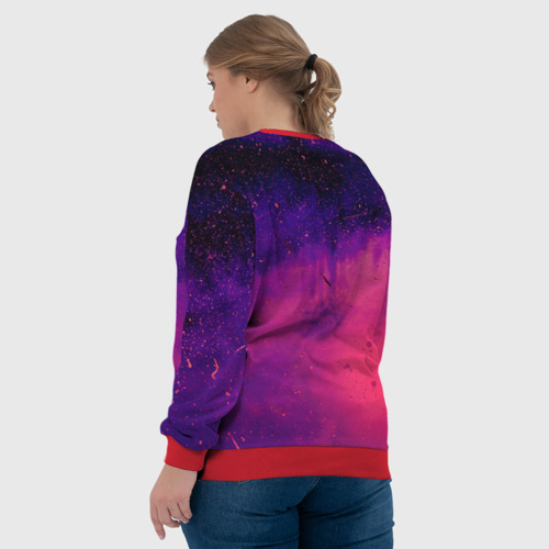 Женский свитшот 3D с принтом Фиолетовый космос, вид сзади #2