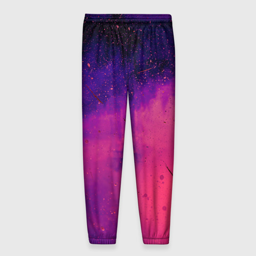 Мужские брюки 3D с принтом Фиолетовый космос, вид сзади #1
