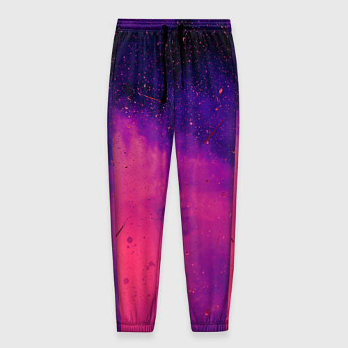 Мужские брюки 3D с принтом Фиолетовый космос, вид спереди #2