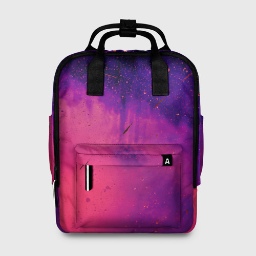 Женский рюкзак 3D с принтом Фиолетовый космос, вид спереди #2
