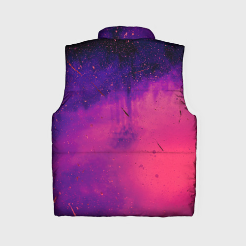 Женский жилет утепленный 3D с принтом Фиолетовый космос, вид сзади #1